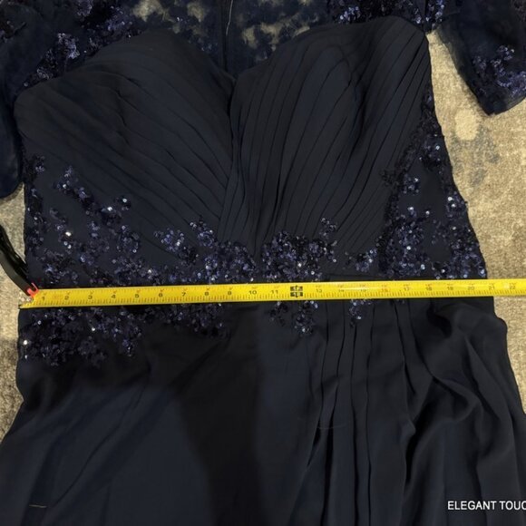 Women's Plus Evening Gown Sequined Lace Dress 20W Navy Blue Ruched Slimming 2XL - Picture 15 of 16
